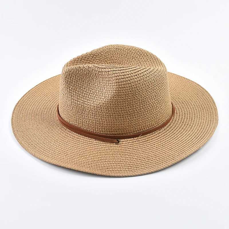 Summer Wide Brim Sun Hats for Women Men Girls Seaside Travel Foldable Straw Hat Panama Soft UV Protection Sun Shade Hat W250602