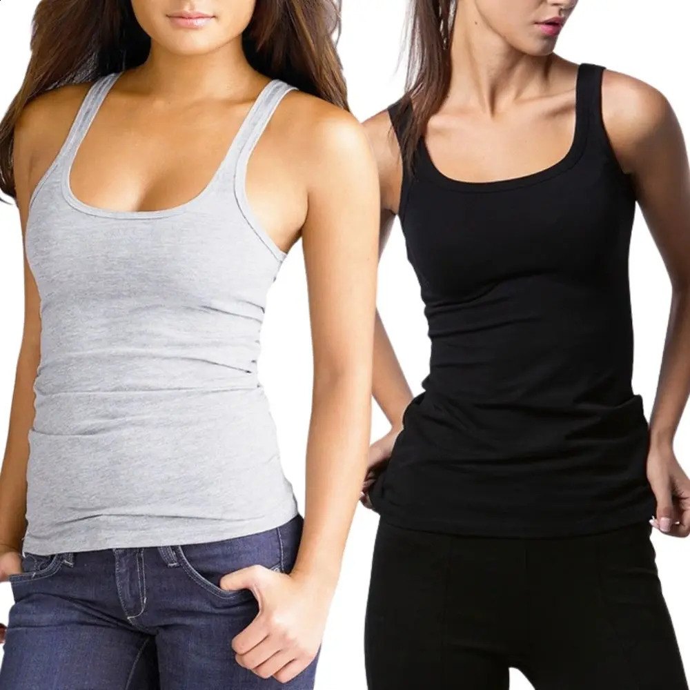 Solid Color Square Neck Tank Top Cotton Black White Gray Men Women Vest Fitness Sleeveless Tshirt Bodybuilding Gym Tshirts 250527