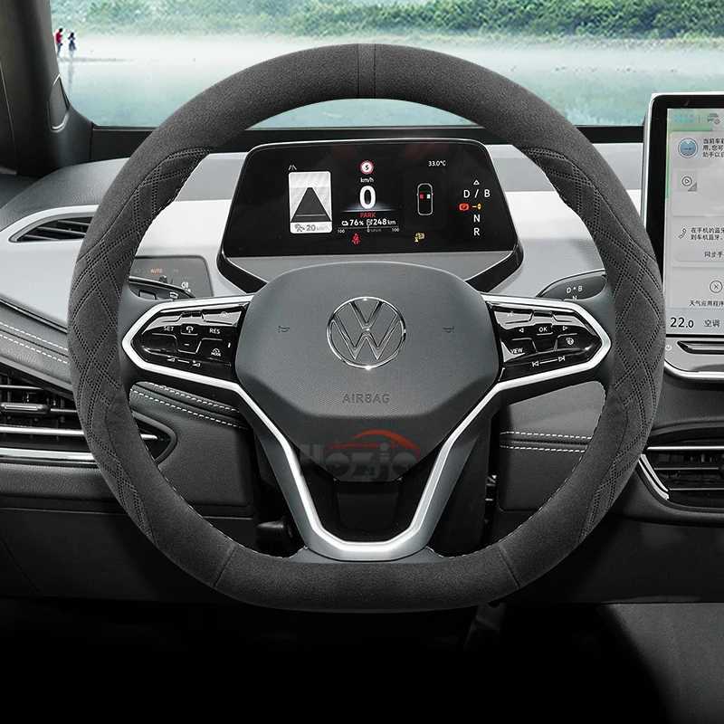 Suede Car Steering Wheel Cover for Volkswagen ID.BUZZ ID.7 Pro GTX Tavendor 2023 2024 2025 Auto Accessories R250603