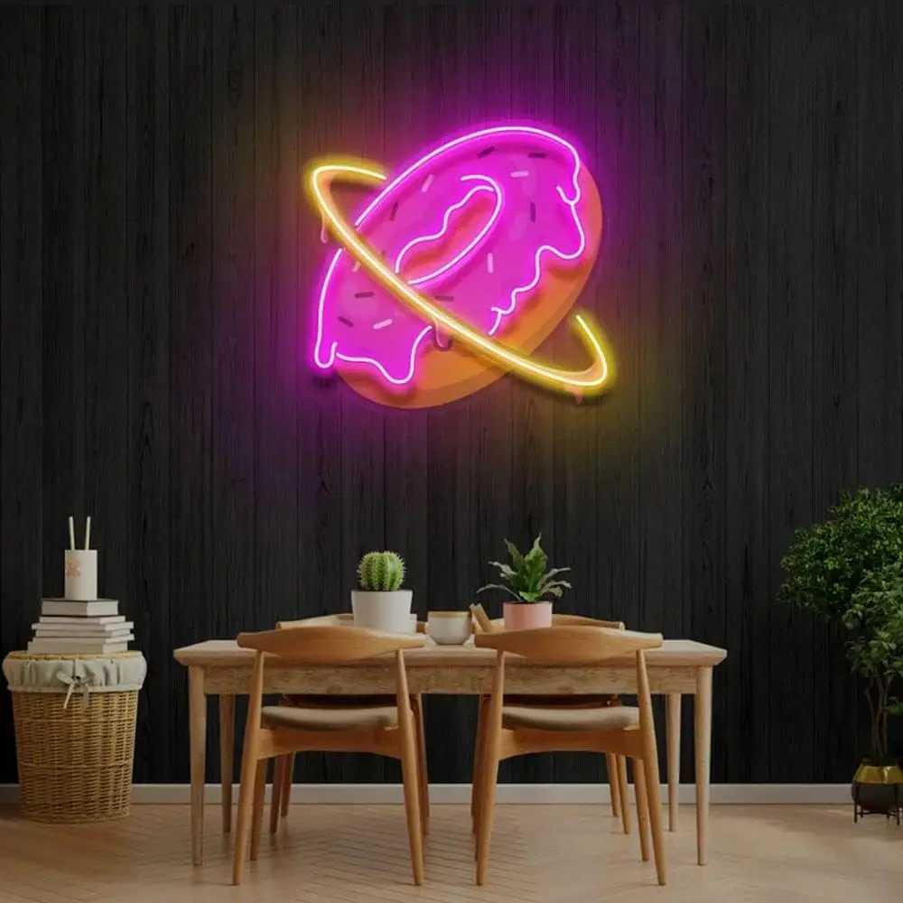 Donut Planet Custom Neon Sign for Wall Decor LED Neon Light for Bedroom Home Living Room Bar Personalized USB Powered XJ250602