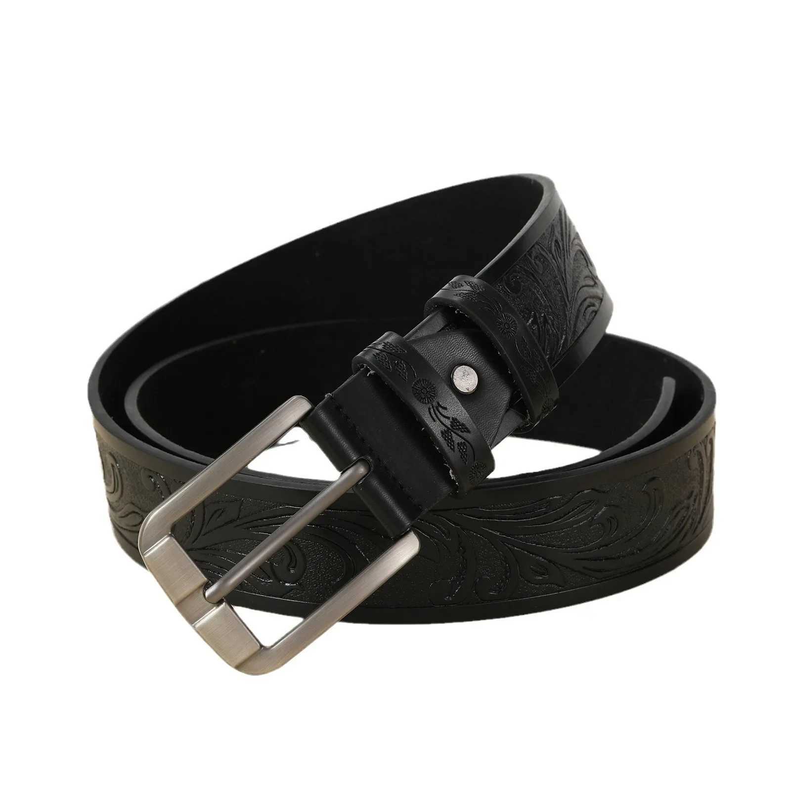 Mens Genuine Leather Alloy Pin Square Buckle Belt Business Leisure Belts 2024 Fashion Black Coffee Brown Waist Belts for Men XJ250602