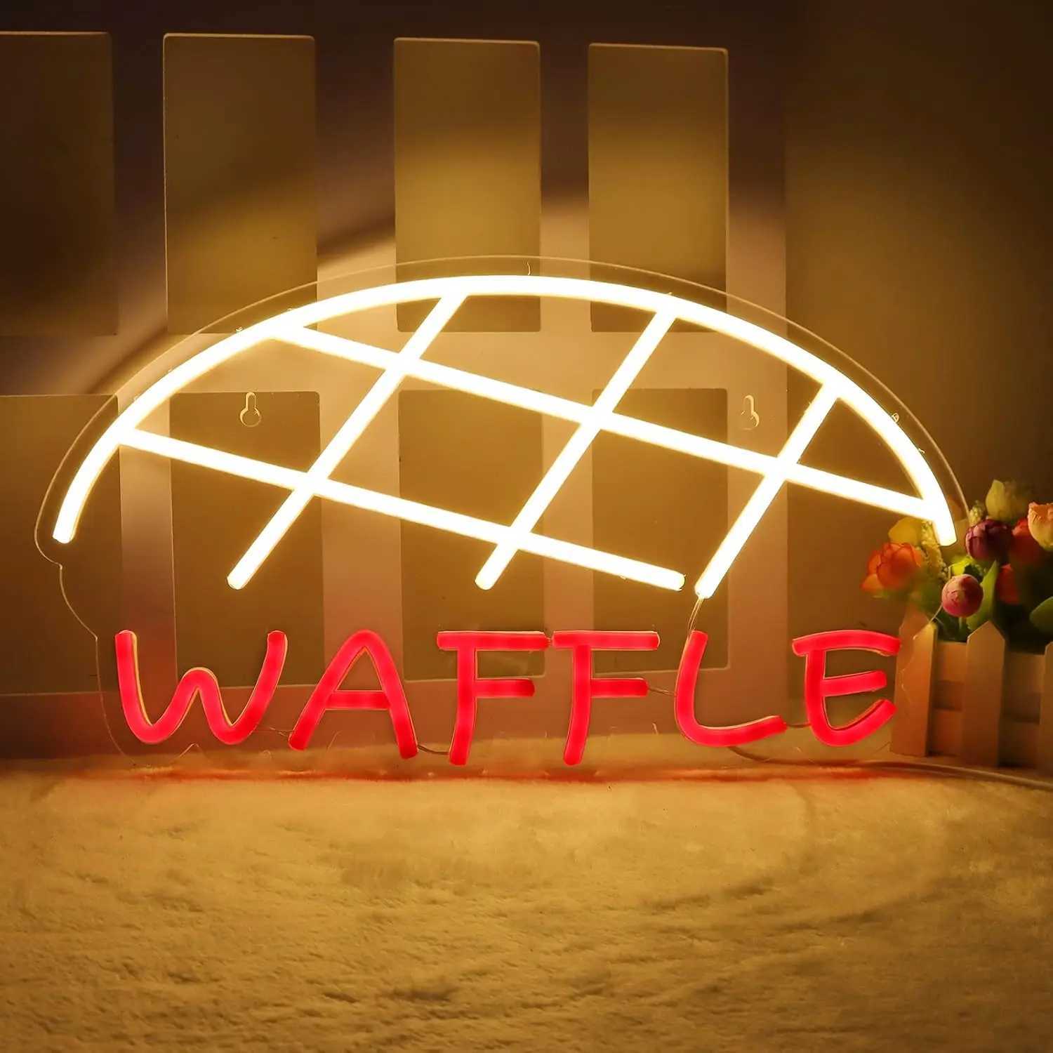Waffle Neon Sign USB Powered LED Neon Light for Bedroom Cake Shop Bakery Supermarkets Restaurant Stores Cookie House Wall Decor XJ250602