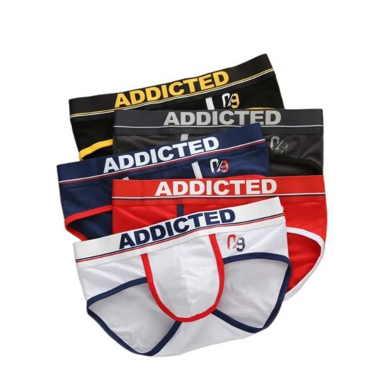 Addicted Mens Korean Alphabet Cotton Low-rise Underwear Elastic Briefs W250603