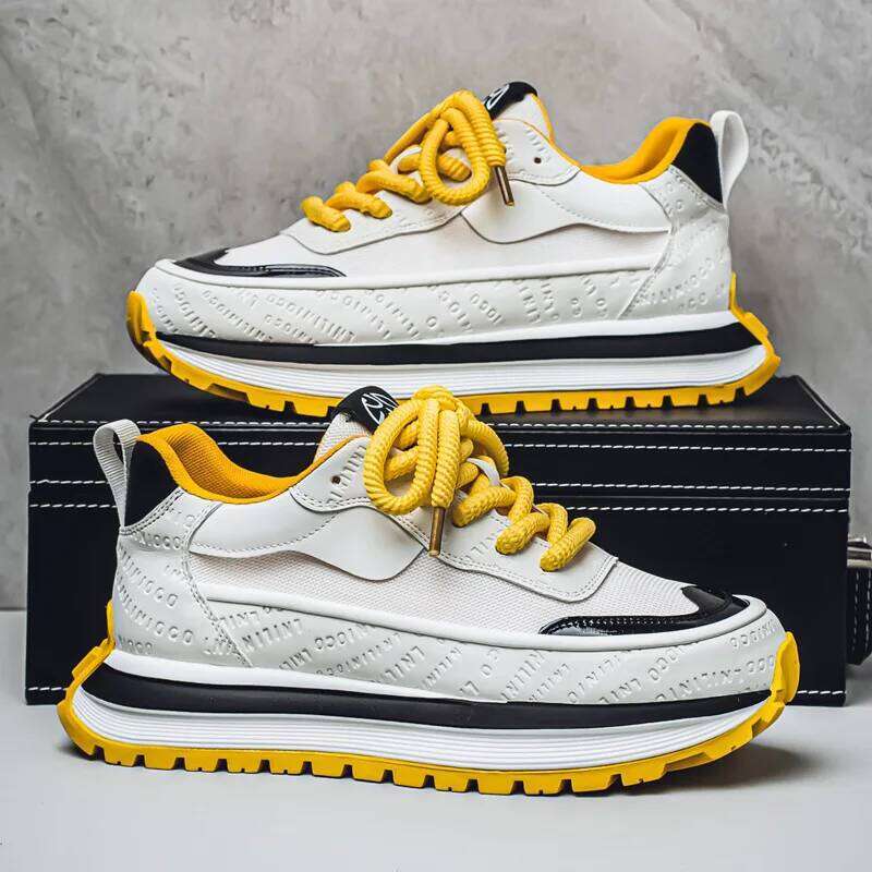 2025 New Men's Platform Mesh Sneakers Thick Sole Elevating Low-Cut Two-Tone Breathable Casual Sports Streetwear Trendy Footwear