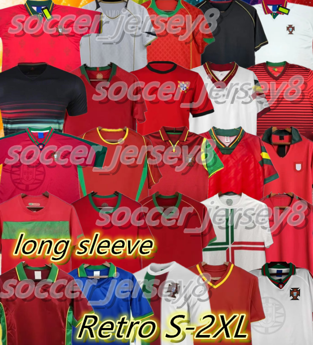 Retro Portuguese Soccer jerseys Portogallo 66 72 92 93 94 96 98 99 Portugal RONALDO FIGO 02 04 06 10 12 16 18 J.MOUTINHO QUARESMA Portugieser Football Shirts long sleeve