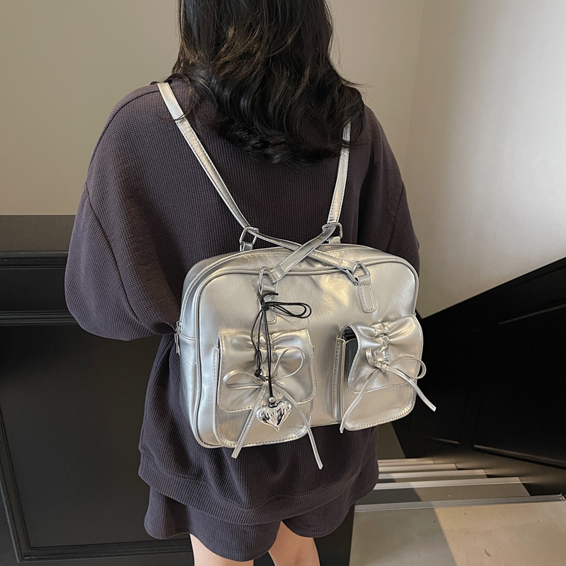 designer 2025 Spring Summer New INS Simple Oil Leather Backpack for Women Versatile High-end Fashion Handbag Backpack