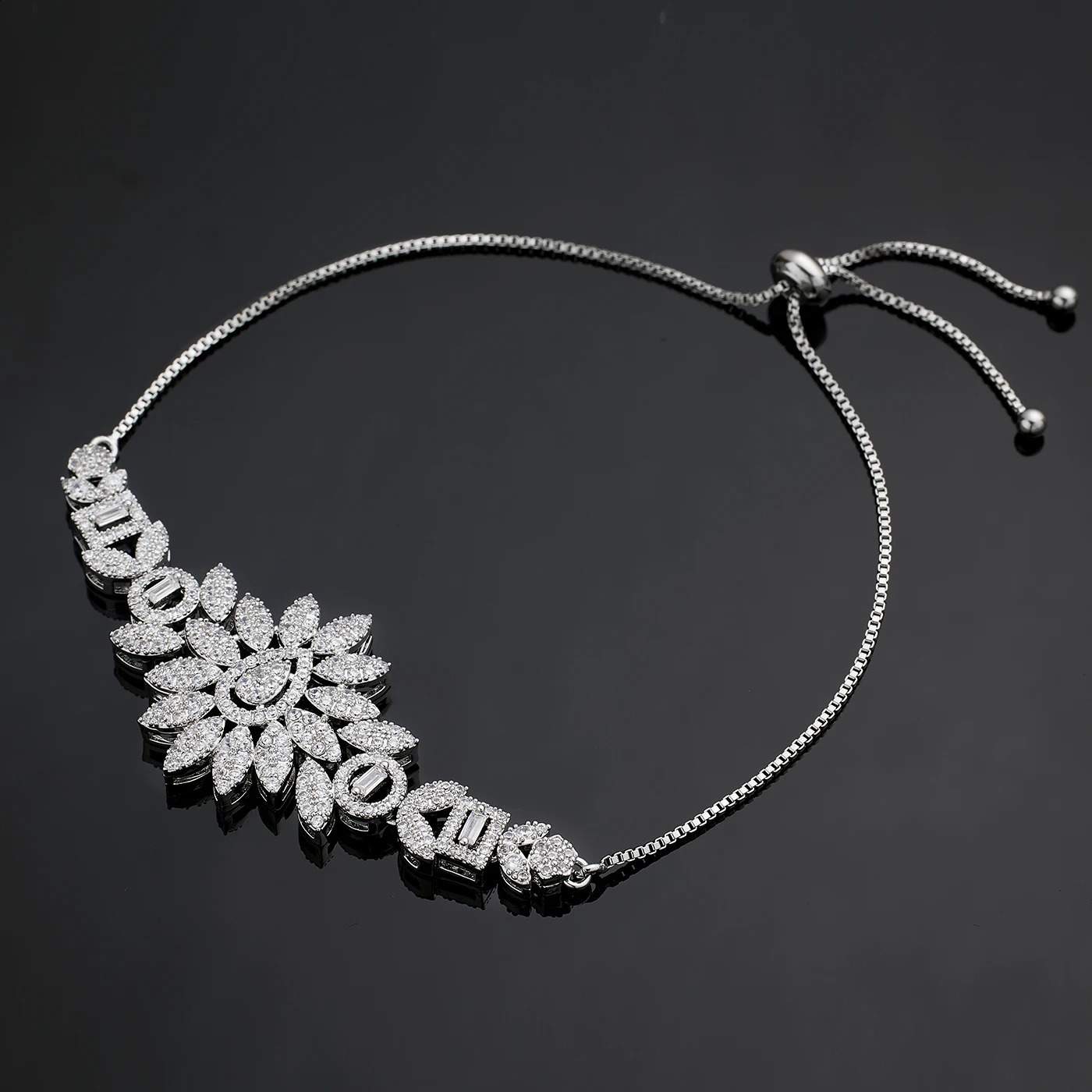 2025 Bridal Wedding Jewelry Sets for Women 4 Pieces Wedding Party Zirconia Necklace Bracelet with Adjustable Chain 250530