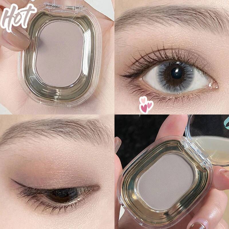 aron Grey Eyeshadow Palette Matte Shimmer Eye Shadow Base Makeup Earth Brown Pigment Blush Contour Powder Single Color Palet