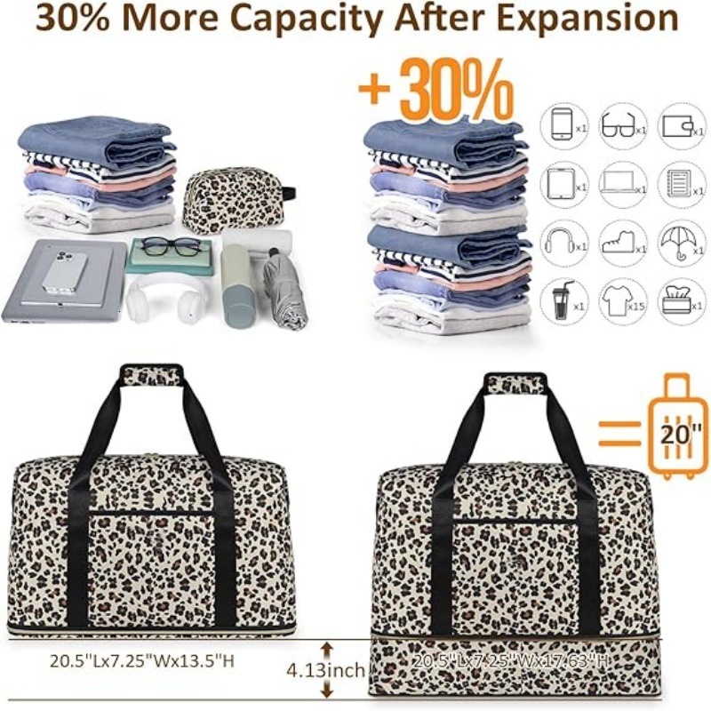 New Sports Bag with Dry and Wet Separation, Floral Pattern Women's Handheld Travel Bag, Large Capacity