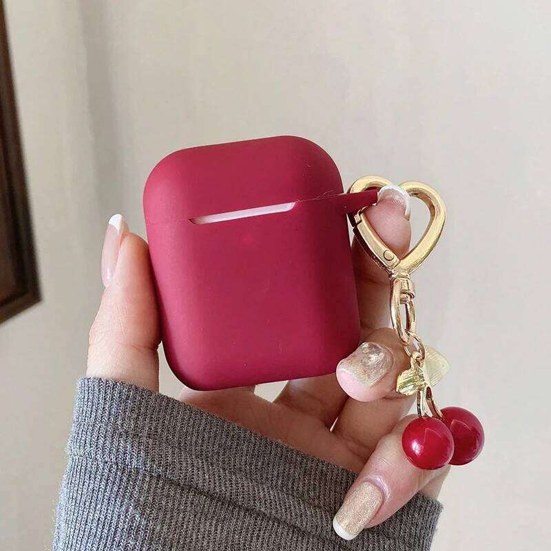 Red Cherry Heart Pendant Earphone Case Pro2 Pro 2nd Soft Silicone Protection Cover for AirPod 1 2 3 4 New Keychain