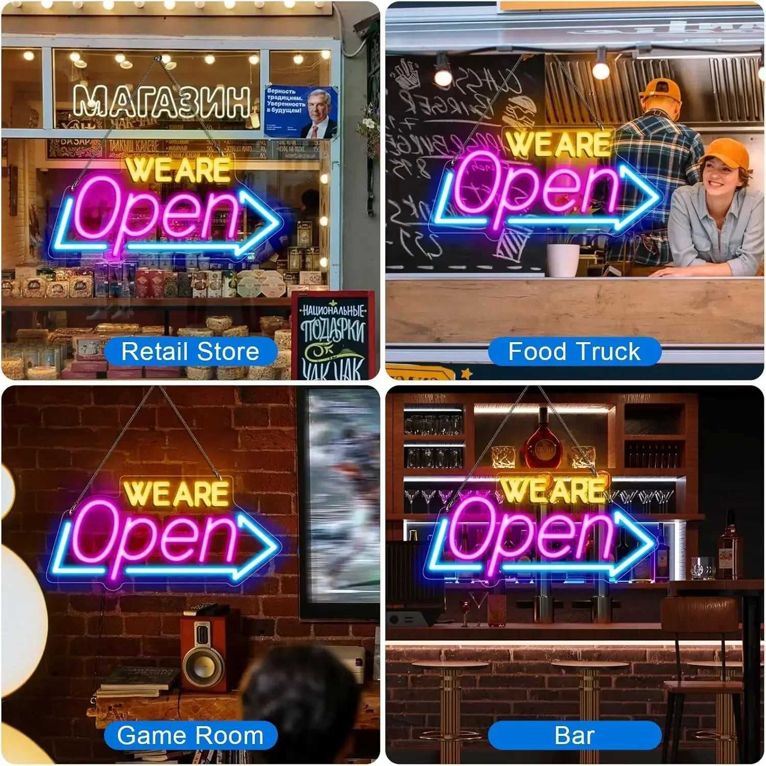 We Are Open Neon Sign Adjustable Brightness LED Neon Lights by USB for Window Shop Bar Salon Cafes Restaurant Pubs Decor XJ250602