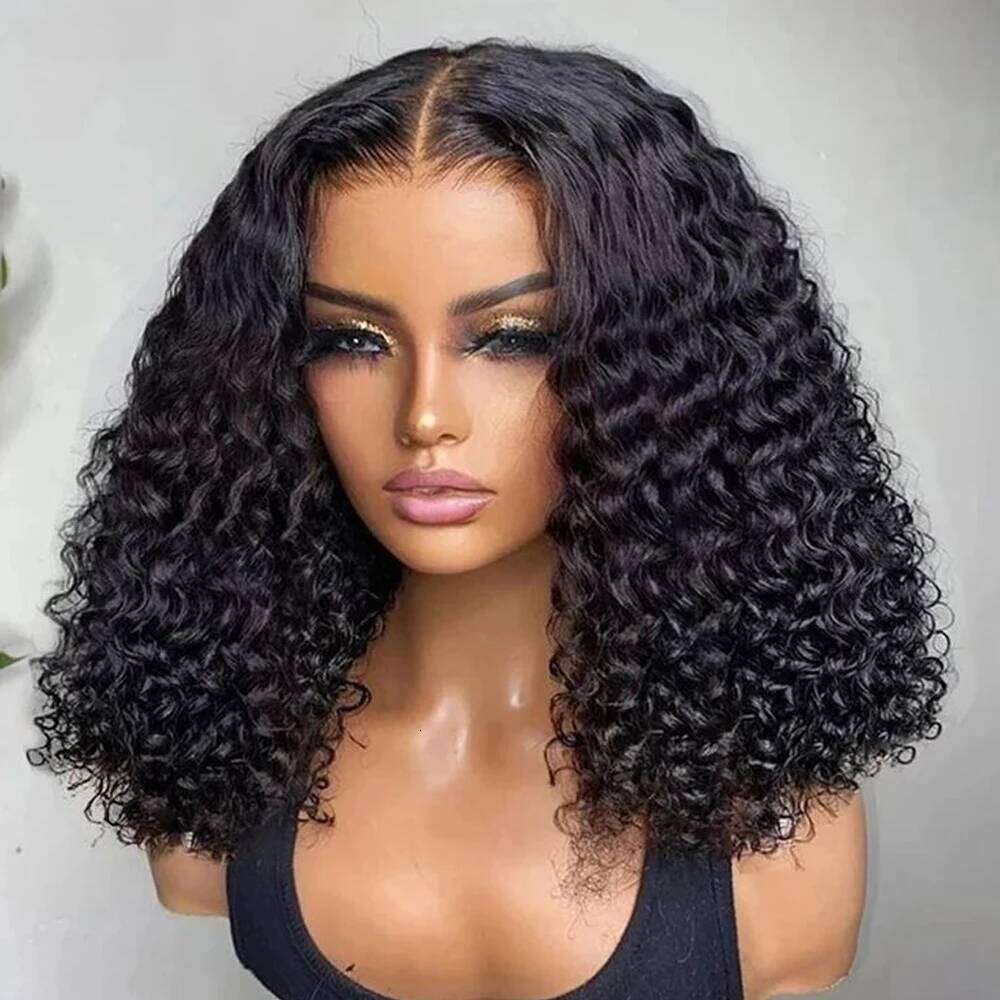 Short Bob Water Wave Hair Wigs 13x4 Ttransparent Lace Front Pre Plucked Wig Human hair 200 Density For Black Women
