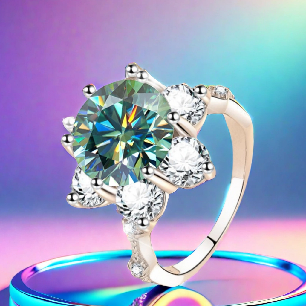 5CT D color VVS1 Moissanite crown star girl ring S925 sterling silver ultra-shiny classic fashionable personalized colorful proposal birthday annivers