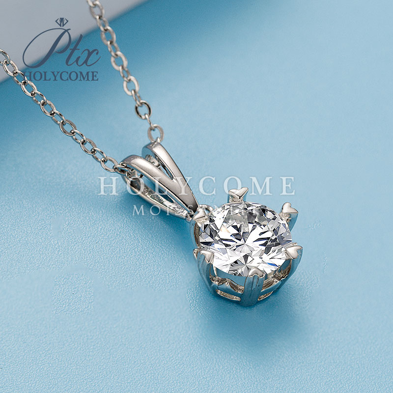 Classic 925 Sterling Silver Classic Advanced Snowflake 6 Prong Setting Necklace 1CT D Color VVS1 Moissanite Diamond for Women Jewelry