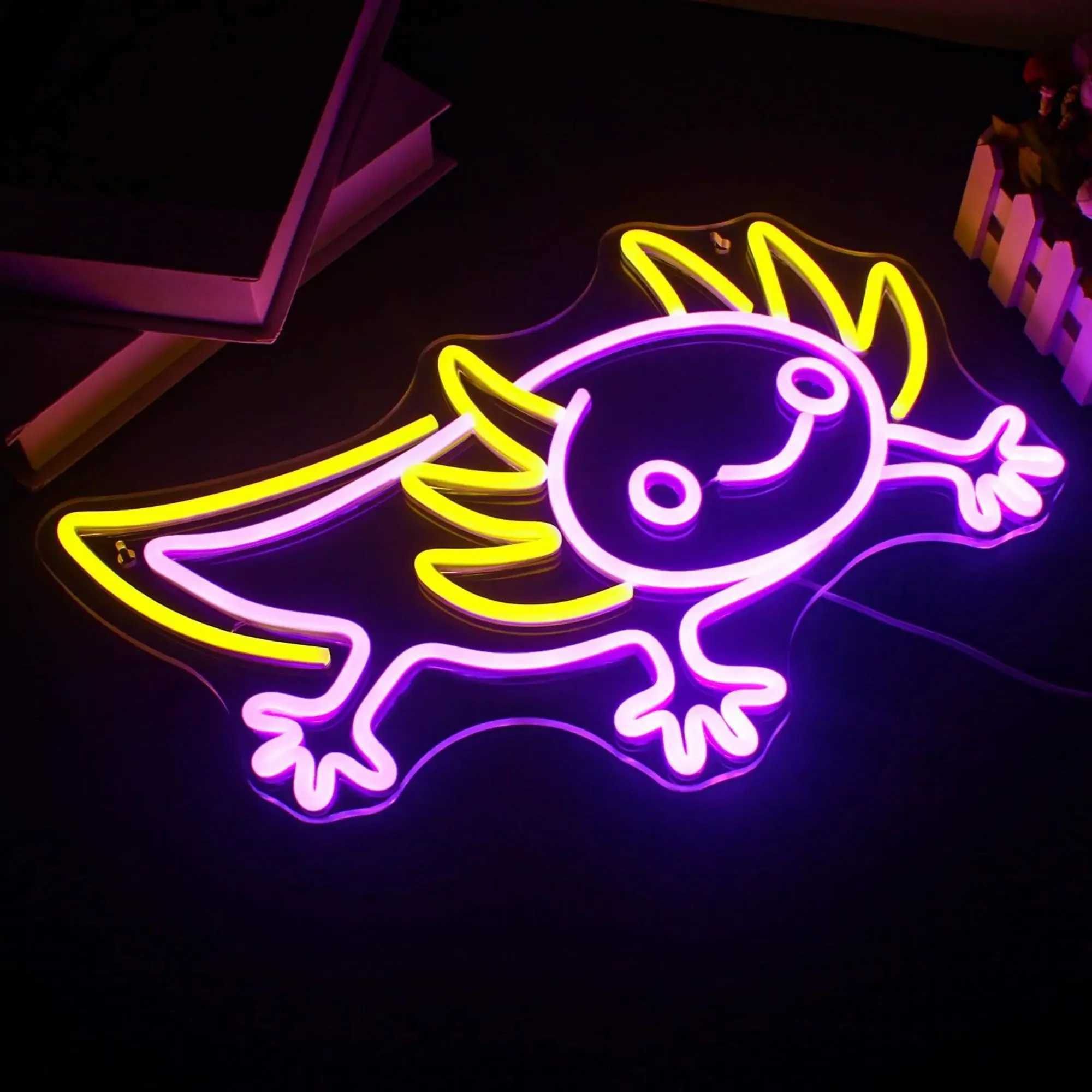 Axolotl Neon Sign USB LED Light for Wall Decor Adorable Ambiance in Bedroom Game Room Perfect Gift for Amphibian Enthusiasts XJ250602