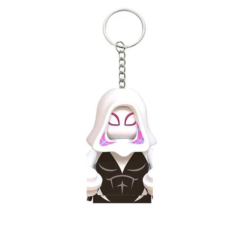 Movie Cosplay Keychain Gwen Peripheral Creative Cartoon Spider Character Building Blocks Pendant Bag Keychain Jewelry Y2K Gifts XJ250602