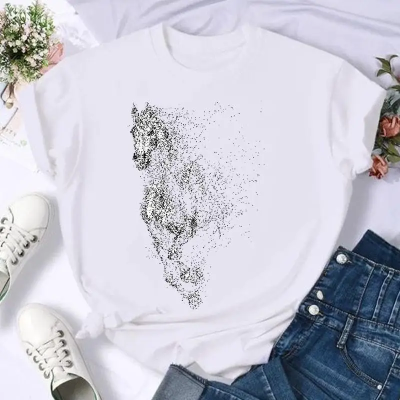Short Sleeve Butterfly Bow Sweet Flower Fashion Summer Women Print Designer T Shirt Female Casual Top Tshirts Cartoon Graphic Tee T-Shirt