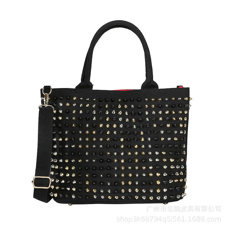 Women s New Rivet Tote Handheld Crossbody Japanese and Korean Brand Niche Canvas Bag for