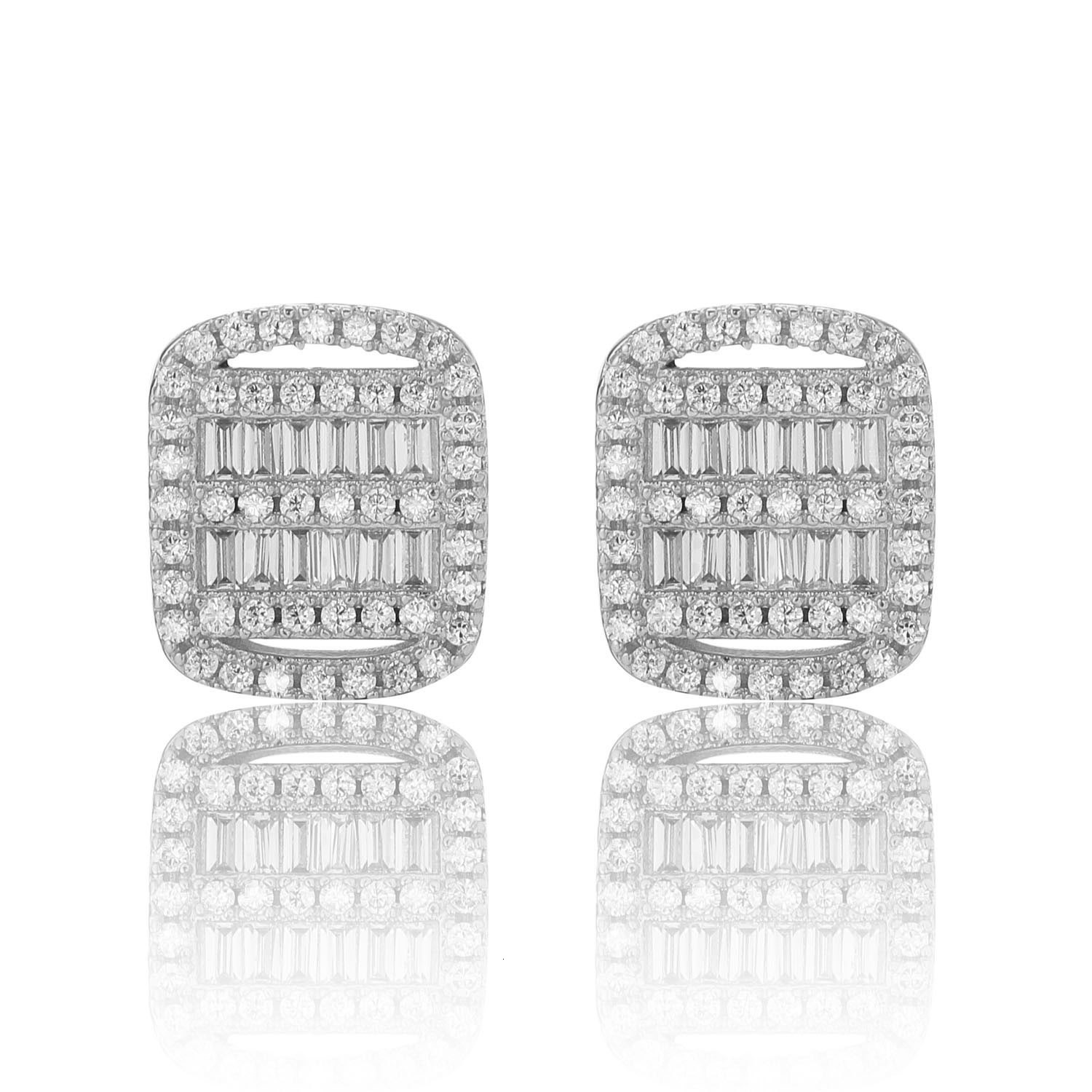 Square earrings for men S925 silver needle T square Moissanite square earrings for personalized hip-hop mens earrings Mozambique earrings