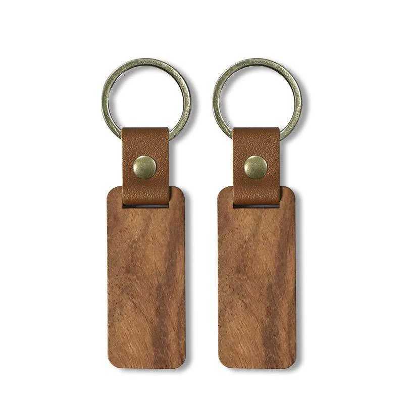 10-100Pcs DIY Souvenir Keyring Leather Sublimation Blank Wooden Key Chains Keyring XJ250602