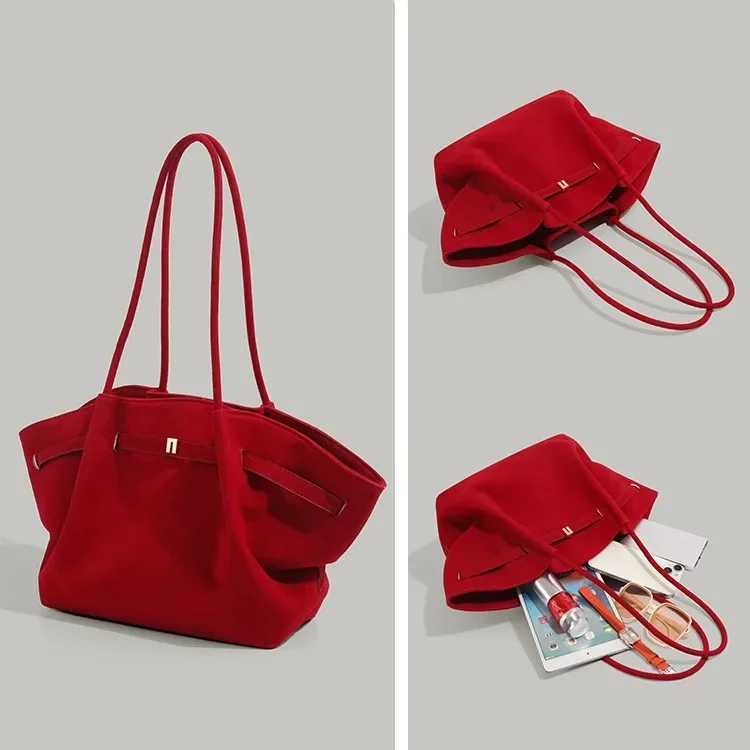 NicheDesignVintagered Handbag 2024 New High-End Feel Versatile Single Shoulder Underarm Tote Bag Polyester Fiber Neutral Minimal W250602