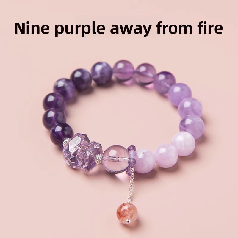 Natural crystal, amethyst multi-treasure crystal bracelet,Amethyst,wuxing implied meaning Cognitive awakening Mentor magnetism Wisdom-romance balance