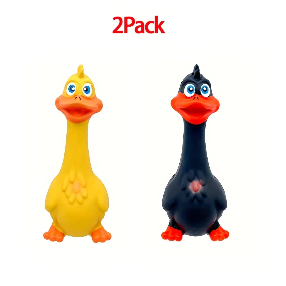Rubber Squeaky Dog Toys Durable Latex Screaming Duck Chew for All Breed Sizes Teeth Grinding Pet Play No Batteries Needed
