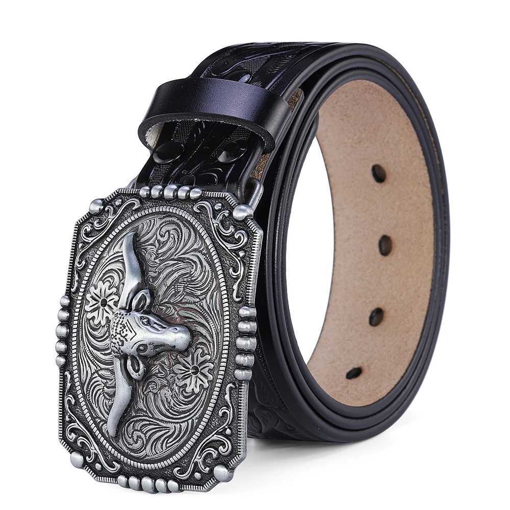 Western Belt Men Genuine Leather Belts for Men Women Cowboy Cowgirl Big Letters Buckle Gold Male Belts Long Black Brown Quality XJ250602