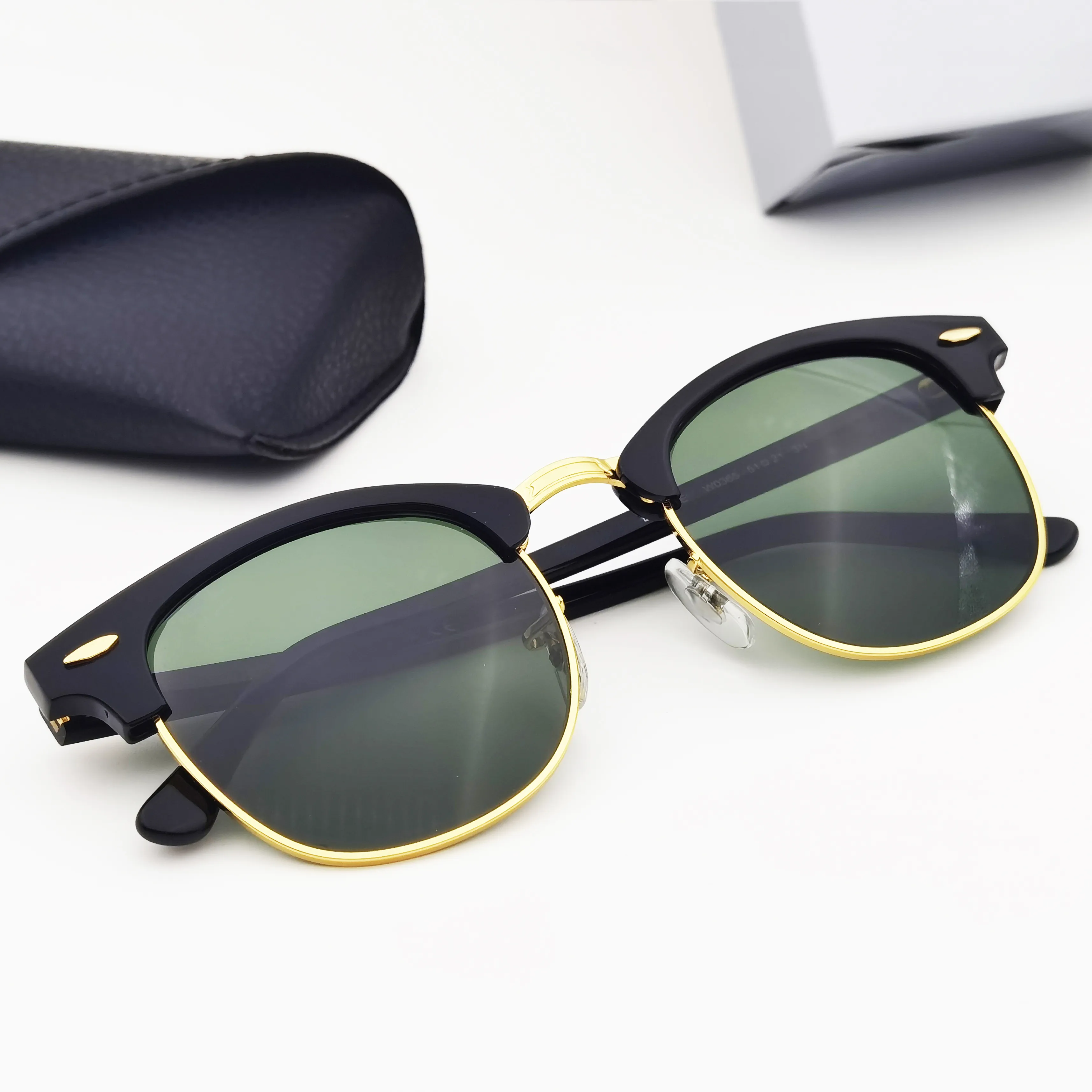 Designer Sunglasses Club Classi Brand Master Fashion Half Frame Glass lens Sun glasses Women Men Sunnies Outdoors Driving Travel Glasses