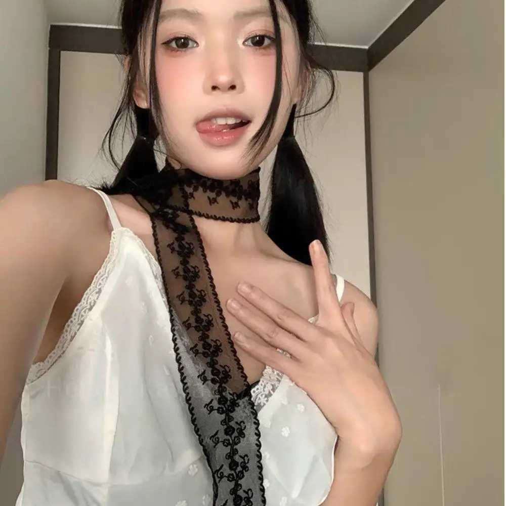 Women Lace Tassel Party Dress Scarf Decor Ribbon Lace Bow Hair Ropes Snood Headband Girls Neckerchief Long Thin Narrow Ribbons W250602