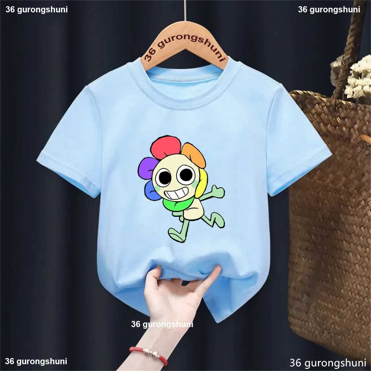 2025 New Dandys World Print T-shirt Crew Neck Short Sleeve Tees For Girl Summer Gift Toddler Cute Cartoon T Shirt Kids Clothes T250603