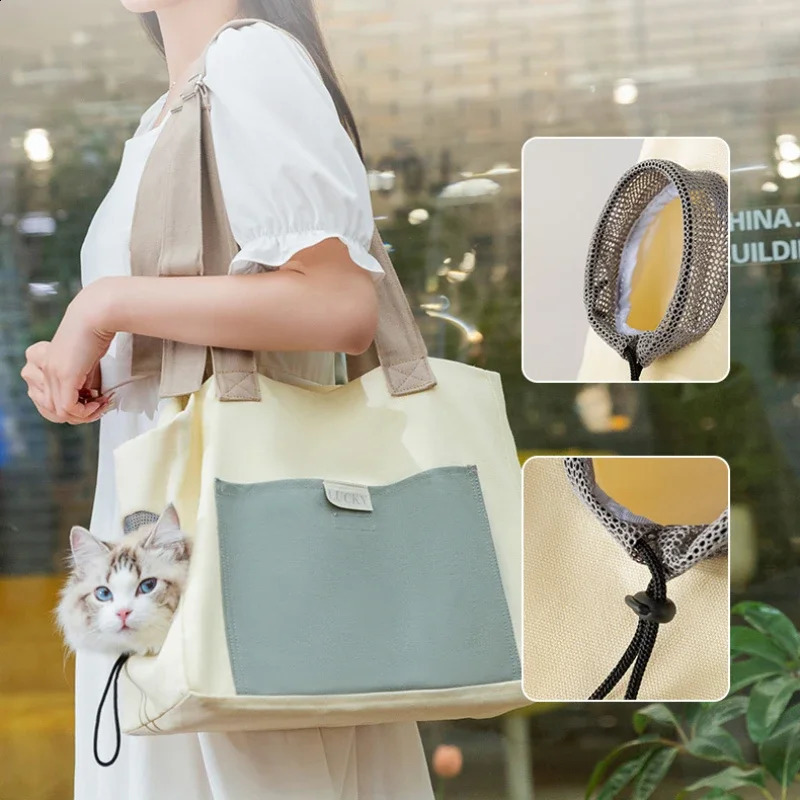 Cat Bag Pet Dog One Shoulder Canvas Transport Bag Fashion Portable Handbag Puppy Kitten Sling Bag Out Travel Backpack 250526