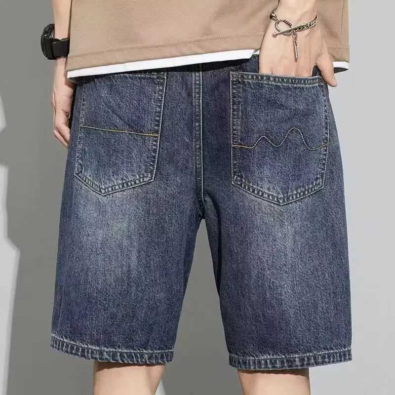 Summer Denim Shorts Mens Loose-Fit Straight-Leg Casual Workwear Pants Washing Five-Piece Jeans T250603