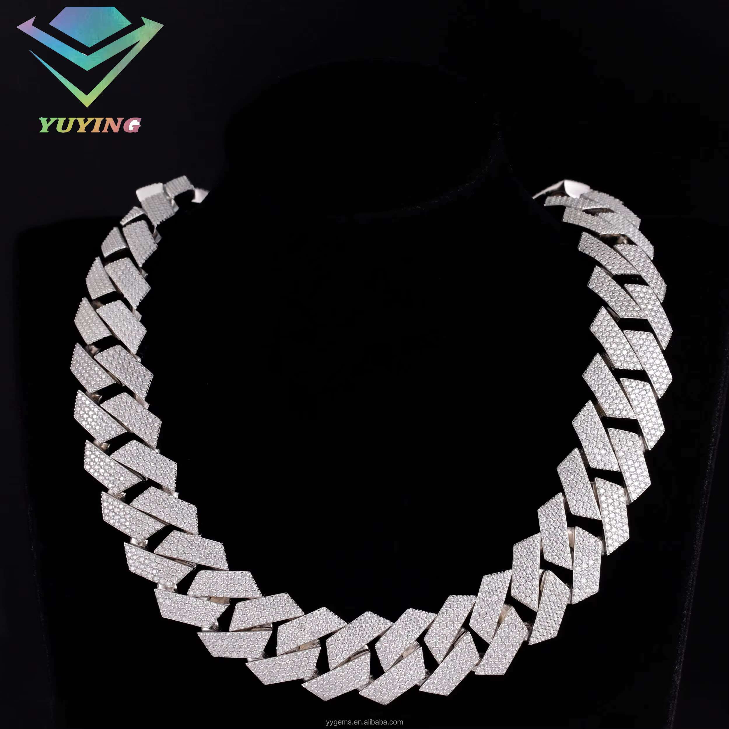 Big Size 24mm Heavy Cuban Chain 925 Sterling Silver Moissanite Hip Hop Necklace Iced Out Moissanite Cuban Link Chain Jewelry