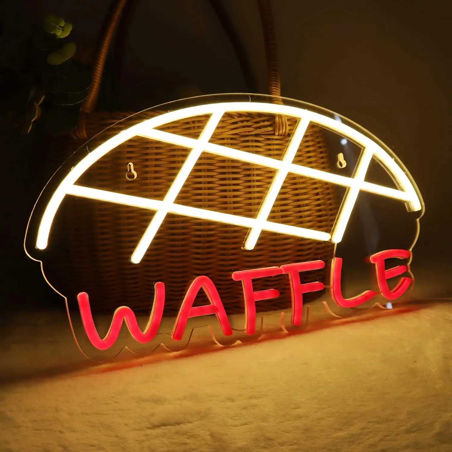 Waffle Neon Sign USB Powered LED Neon Light for Bedroom Cake Shop Bakery Supermarkets Restaurant Stores Cookie House Wall Decor XJ250602
