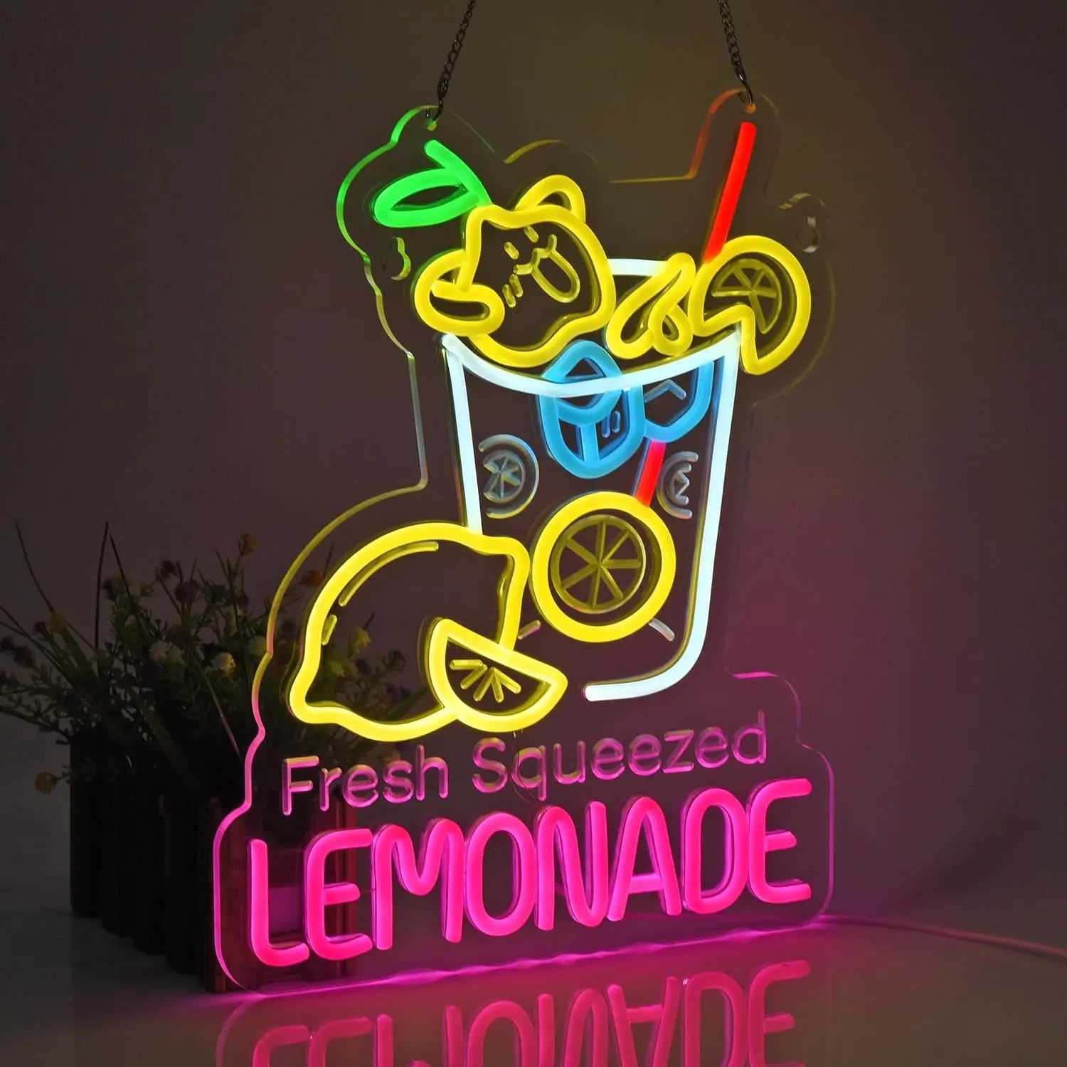 Lemonade Neon Sign USB Powered Ultra Bright Dimmable Neon Lights Hanging Wall Art Decor for Restaurant Shop Bakery Celebration XJ250602