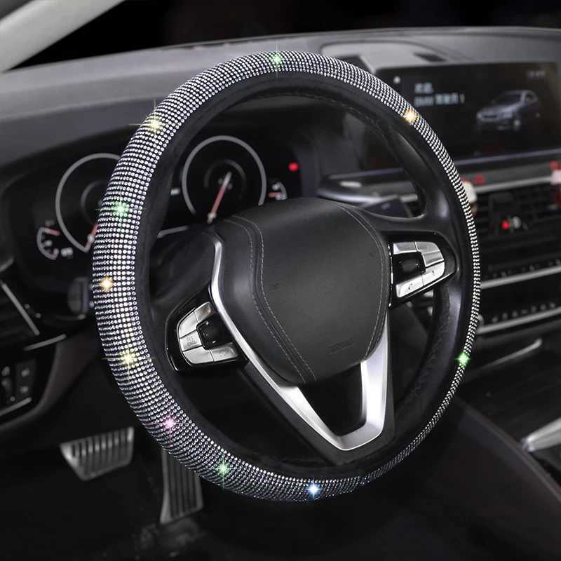 Car Steering Wheel Cover With Crystal Diamond Sparkling Auto Vehicle Decoration Protector Steering Car Wheel R250603