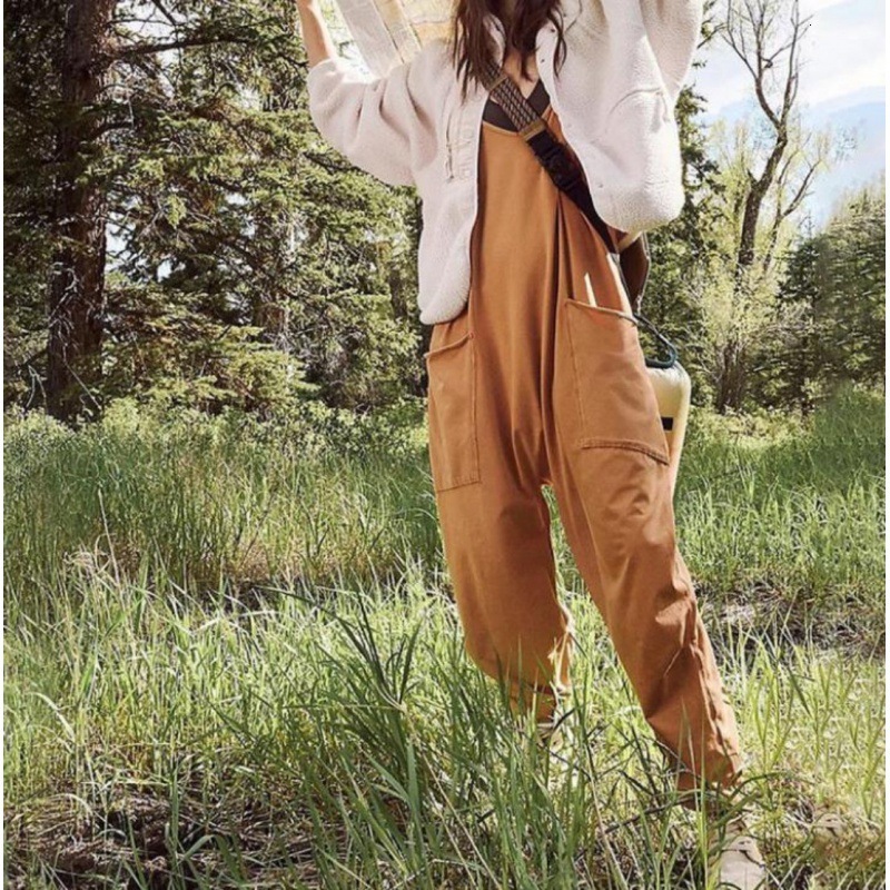 women's wear 2023 Women's Zipper Pocket Strap Jumpsuit Overalls