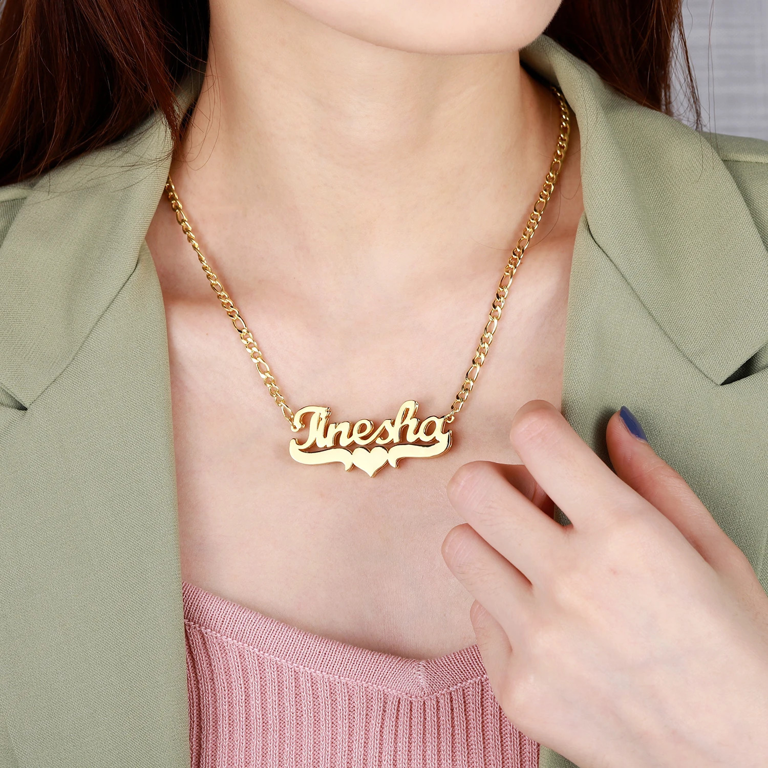 Customized Double Name Necklace Hip Hop Letter Necklace Double Plated Stainless Steel Names Chain For Women Gothic Jewelry Gifts 250529