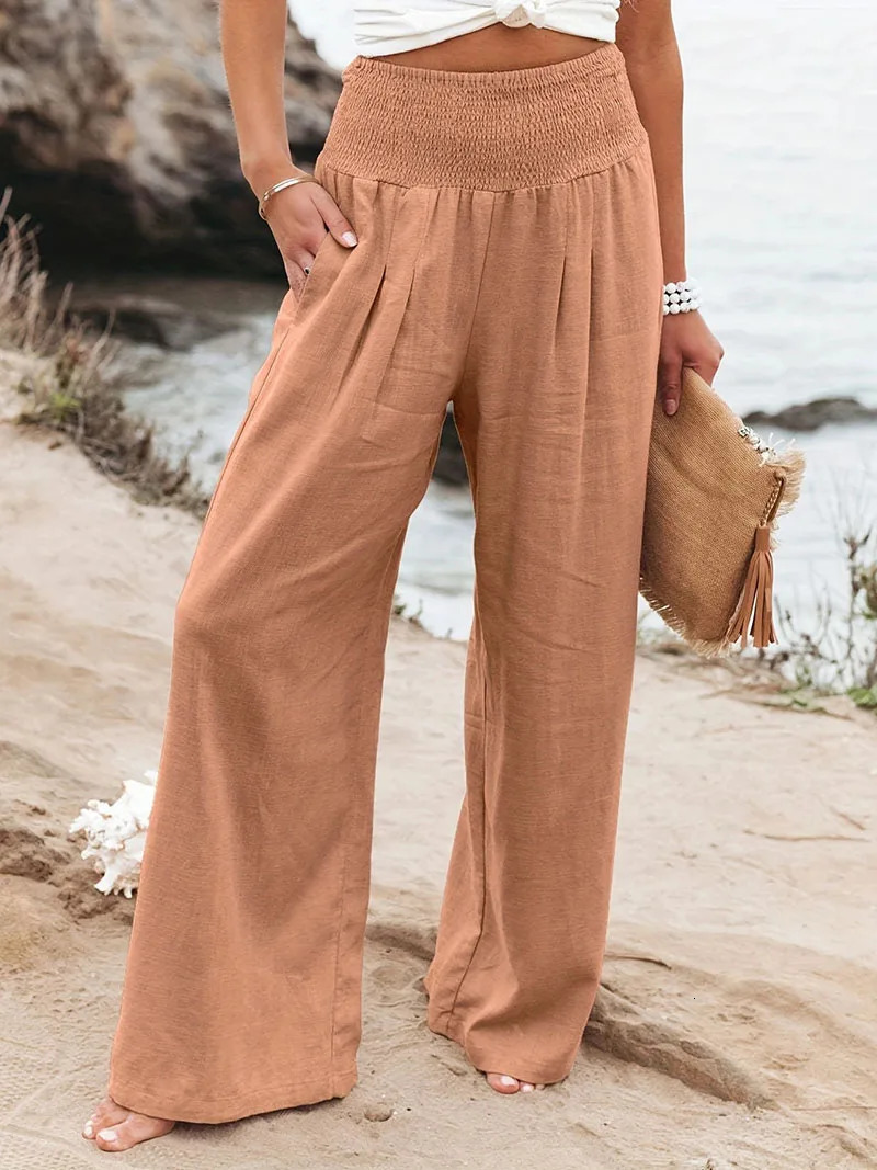 Spring Womens Casual Pants Casual Style Comfortable Mid Waist Long Pants for Women 250603