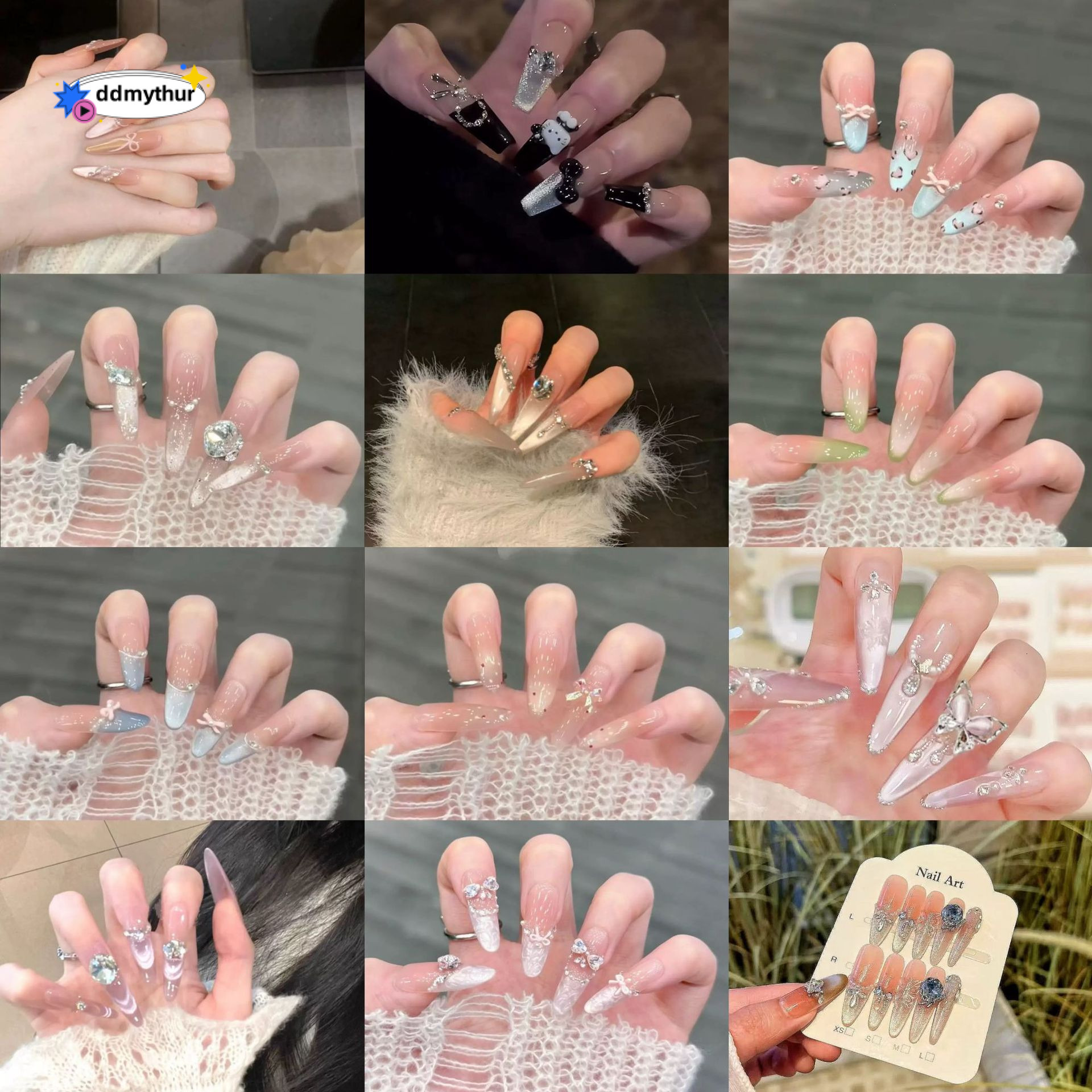 New Handmade Wearable Integrated Detachable Fake Nails Long Short Nail Stickers ddmythur