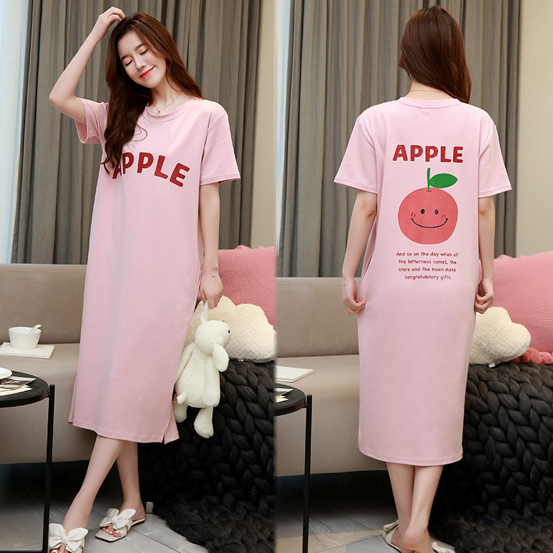 Z8-Nightdress Summer Women Cotton Short Sleeve Cute Cartoon Internet Celebrity Pajamas Summer Loose Ladies Spring and Autumn Style Home Clothes Women