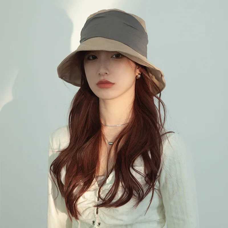 Japanese Retro Cotton and Linen Bucket Hats for Women Summer Thin Sunscreen and UV Protection Sun Hat Large Brim Basin Caps W250602