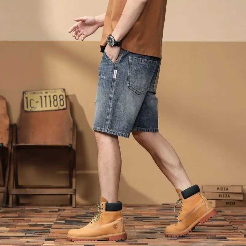 Mens Bermuda Denim Shorts Ripped Straight Retro Short Jeans Pants for Men Summer Streetwear Harajuku Vintage Original Trend 2025 T250603