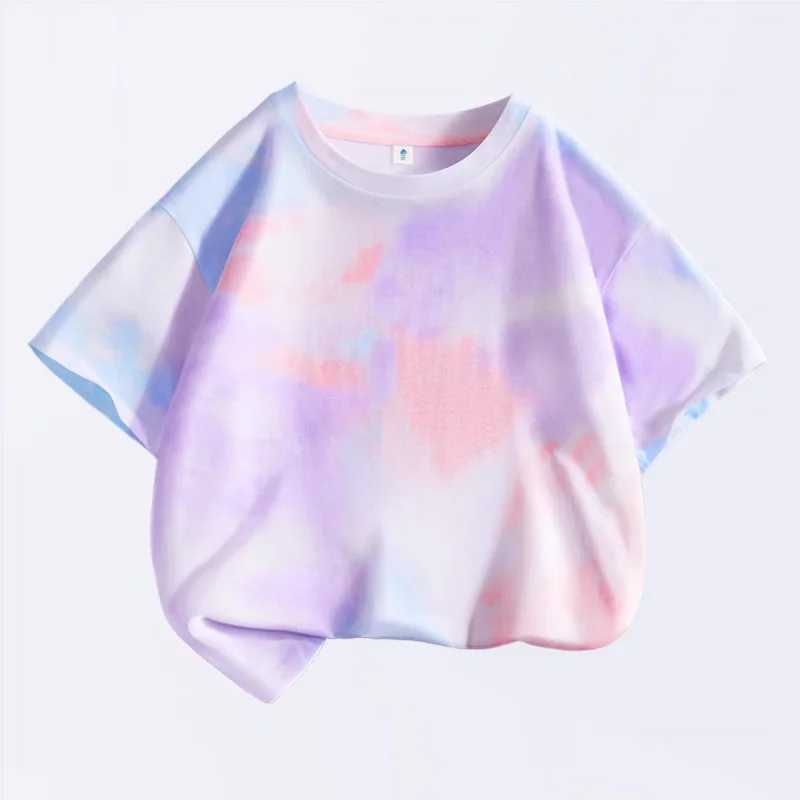 2025 Fashion Kids Girls Tie Dye Dyeing Printing T-shirt Summer Boys T Shirt Cotton Children Tops Tee Teenage 6 8 10 12 14 YearsT250603