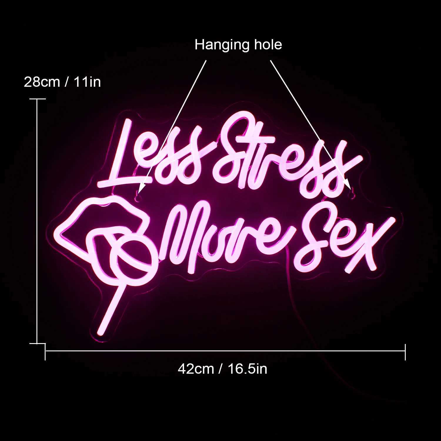 Less Stress More Sex Neon Sign Wall Decor Bedroom USB Neon Sign Lights Home Bar Hotel Cafe Birthday Party Man Cave LED NeonXJ250602