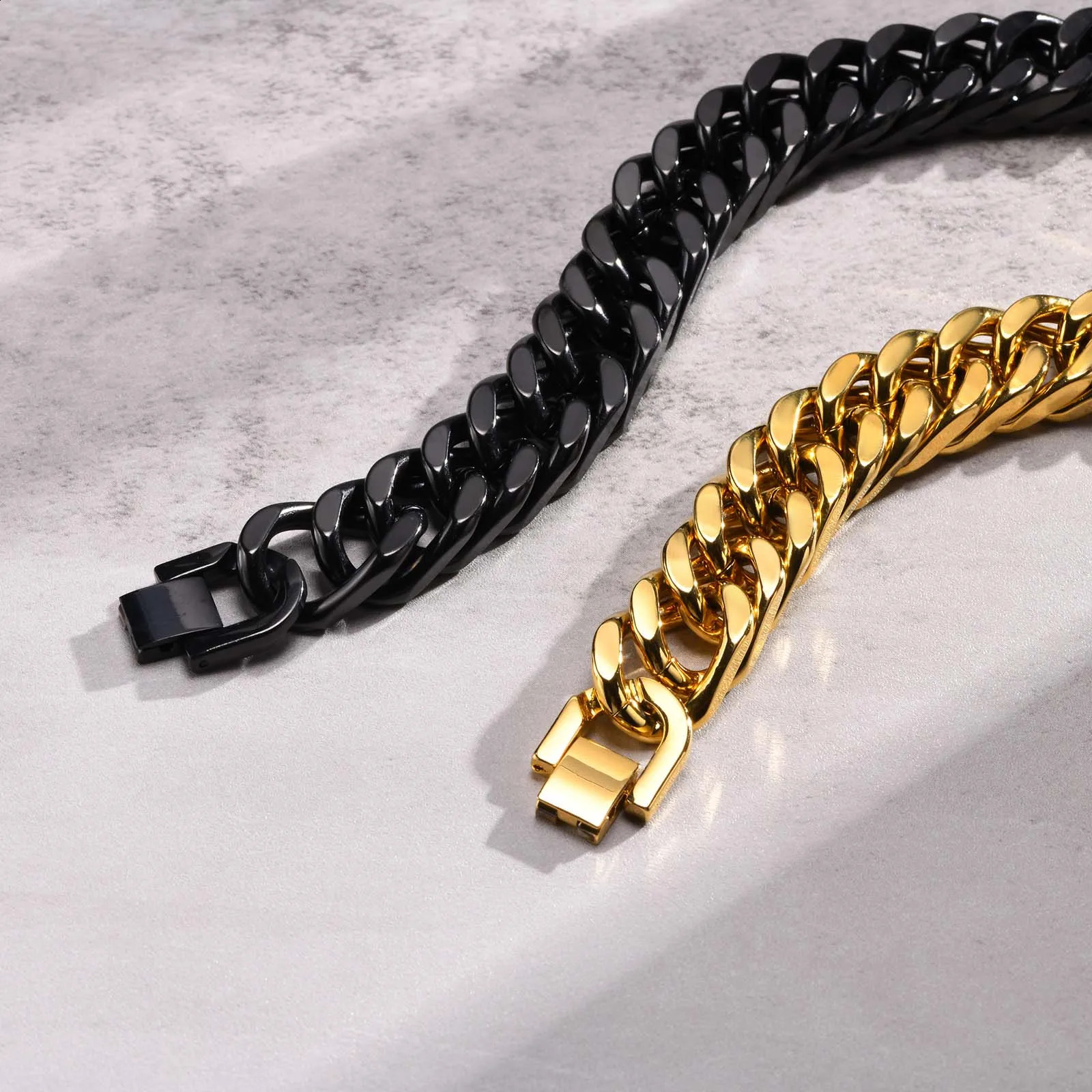 Vnox 10/12/15MM Width Stainless Steel Cuban Chain Bracelets for Men Silver Color Fashion Hip Hop Male Boy Wristband Dad Gift 250530