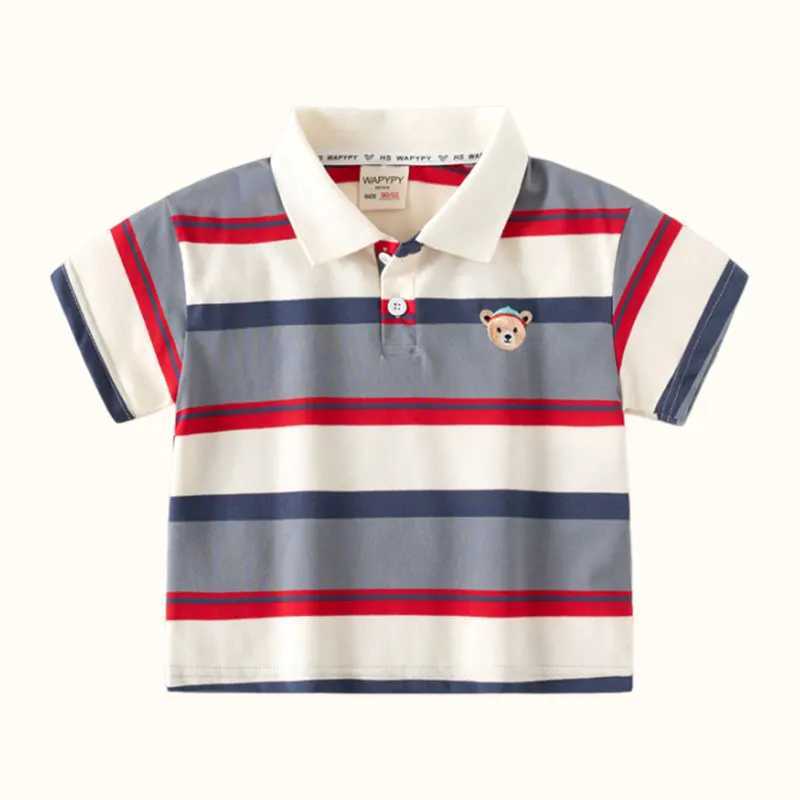 Childrens Clothing T-Shirt Summer 100% Cotton Lapel Collar Kids Clothes Cartoon Tops Short Sleeve Clothes Boys Girls Trendy T250603