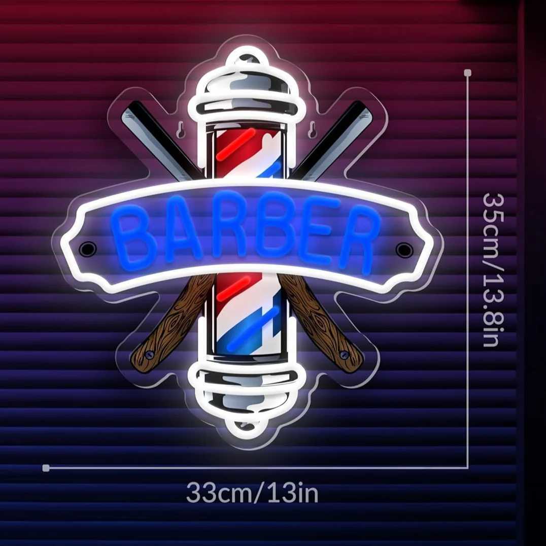 Barbershop Neon Sign Hair Salon Decor LED Lights Dimmable Barber Neon Man Hole Bar USB Powered Commercial Shop Sign Gift Barber XJ250602
