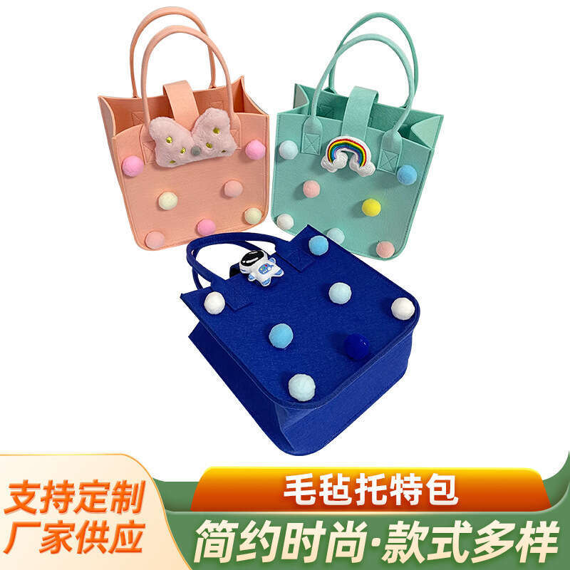 New Cute Handbag Hundred Days Banquet Gift Tote for Girls DIY Felt Cartoon Bag